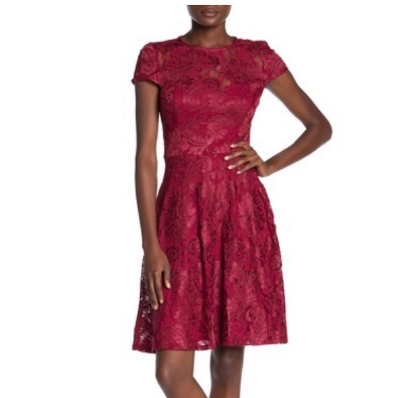 Marina Short Lace Fit and Flare Dress